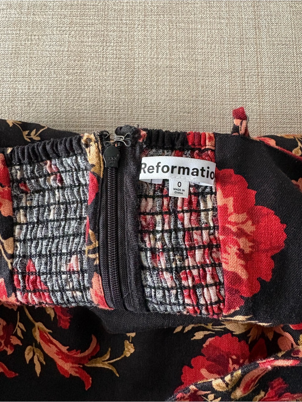 Reformation Linen Frankie Midi Dress Women’s 0 Black & Red Floral Formal Wedding - Picture 12 of 16